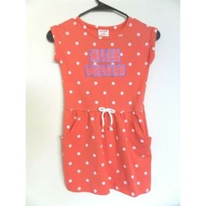 Cat & Jack Girls Orange Polka Dot Hello Weekend Short Sleeve Dress size 6/6X